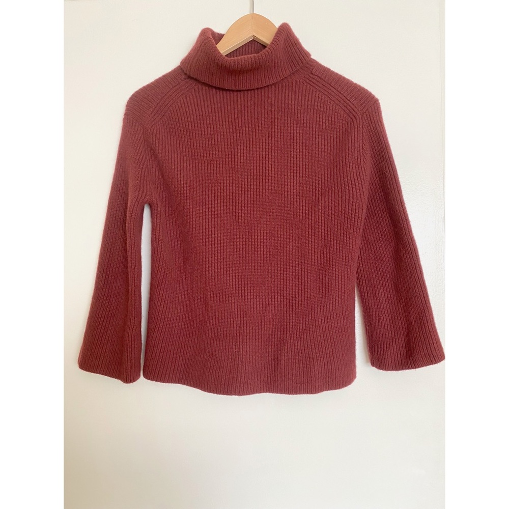 J. Crew Wool and Recycled Cashmere Relaxed Turtleneck, Burgundy Red, XXS